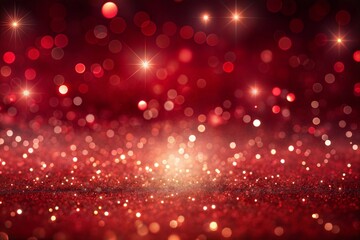 Wall Mural - festive red glitter background with sparkling lights