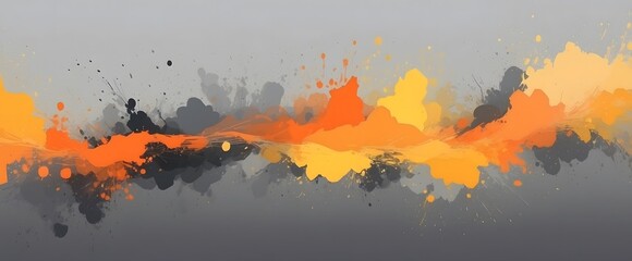 Canvas Print - abstract background with grey, orange and yellow color mixing