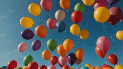 Wall Mural - Balloons in the sky during a summer festival celebration