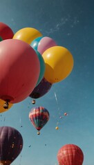 Sticker - Balloons in the sky during a summer festival celebration1