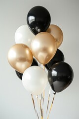 Canvas Print - Elegant black white gold balloons