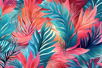 Canvas Print - Tropical pattern red backgrounds.