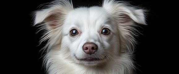 Wall Mural - White Dog Portrait with Dark Background