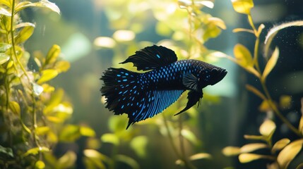 Wall Mural - Blue and Black Betta Fish