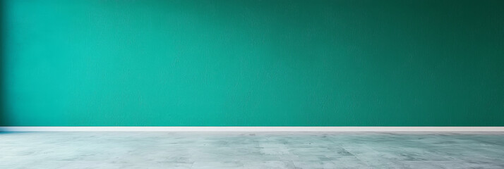 Canvas Print - Empty room with a teal wall and concrete floor.