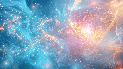 Wall Mural - create a cover for an article about esoteric astrology - blue, light blue tones, gold and pink accen