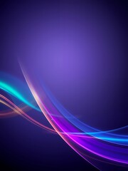 Poster - Abstract wavy lines in neon colors on a purple background.