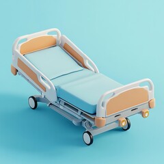 Wall Mural - 3D Hospital Bed Icon: Adjustable for Patient Care Illustration Logo