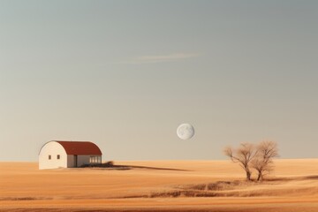 Canvas Print - Minimal Countryside architecture countryside landscape.