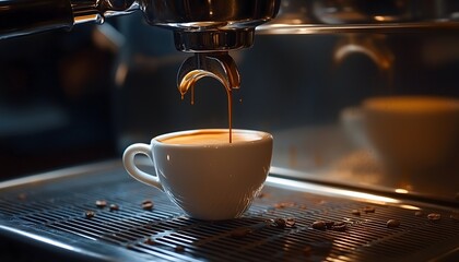 A cup of espresso being made