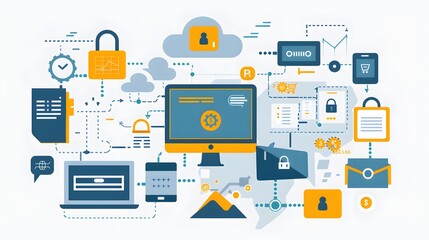 Wall Mural - Create a diagram showcasing data encryption standards, permission settings, and compliance logs for a payment processing system