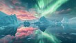 © pattaphorn - Stunning Aurora Borealis Over Icy Landscape at Dusk