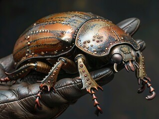 Poster - Metallic Beetle Macro Photography - Surreal Insect Art