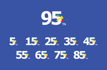 Wall Mural - 95 Th Anniversary Celebration Number Collection Design Fun