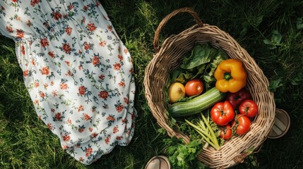 Wall Mural - Bountiful Harvest: A Rustic Display of Fresh Seasonal Produce