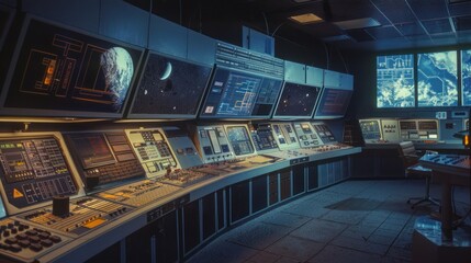 Canvas Print - Futuristic Control Room Interior