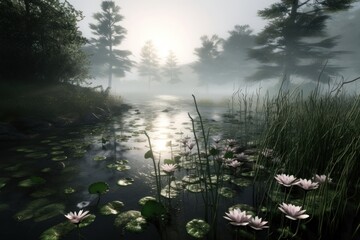 Poster - Pond landscape outdoors nature.