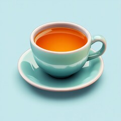 Wall Mural - 3D Tea Cup Icon: For Enjoying Hot Beverages Illustration Logo