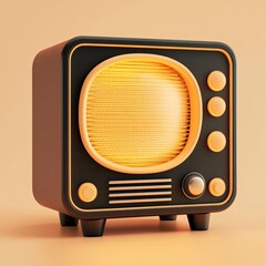 Wall Mural - 3D Vintage Radio Icon: Classic Audio Equipment Illustration Logo