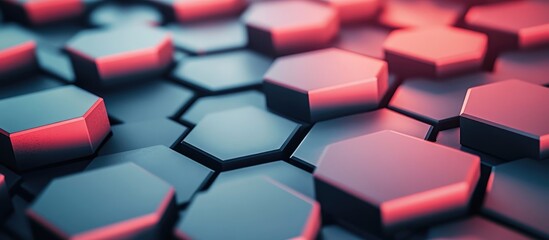 Poster - Abstract background featuring hexagonal shapes 3D illustration of a surface composed of hexagonal tiles