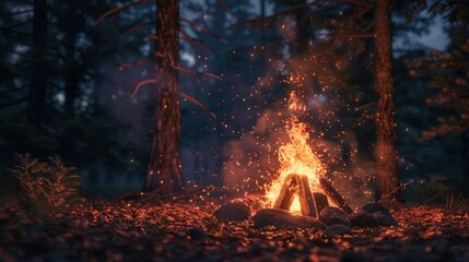 Poster - Campfire in the Forest