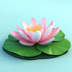 Canvas Print - 3D Water Lily Icon: Aquatic Flower with Floating Leaves Illustration Logo