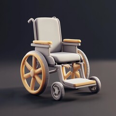 Wall Mural - 3D Wheelchair Icon: Mobility Aid for Disabilities Illustration Logo