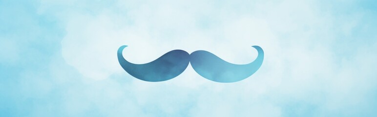 Colorful mustache watercolor illustration on pastel gradient background