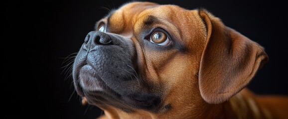 Wall Mural - Close Up of a Brown Dog Looking Up