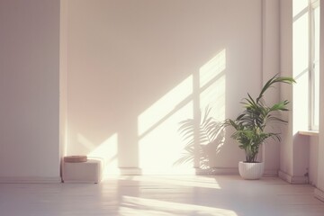 Canvas Print - Living room minimalism windowsill flooring plant.