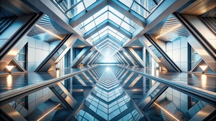 Fototapete - Abstract architectural design featuring futuristic shapes and geometric patterns, abstract, architecture, modern