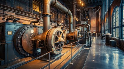 Wall Mural - Industrial Machinery Inside a Power Plant