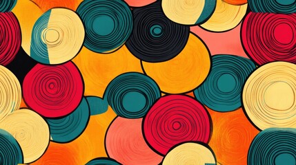 Poster - Circular seamless pattern featuring a colorful decorative motif with holes and stripes Hand drawn design