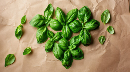 The Fresh Green Basil Leaves