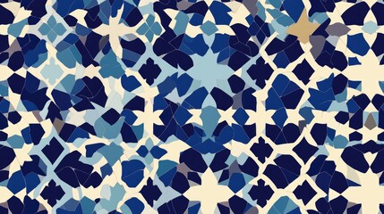 Wall Mural - Seamless repeating pattern of Arabic man design in blue for various applications Geometric illustration