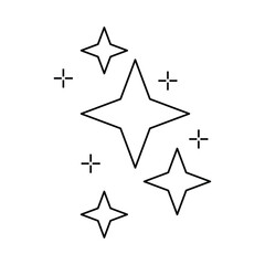 shine and sparkle stars icon in outline. shine icon, clean star icon. bright, star, lightning, astro