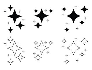 Wall Mural - sparkling star icons collection in feel or outline. sparkle star icon set. different star shapes. bl