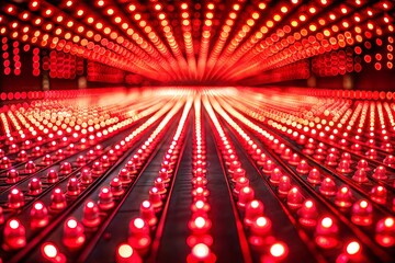 Wall Mural - modern art installation with red lights in geometric pattern