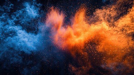 Wall Mural - create the image of a colour exposion in orange and dark blue