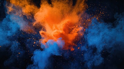 Wall Mural - create the image of a colour exposion in orange and dark blue