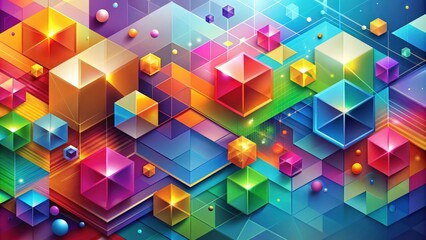 Fototapete - Abstract background with colorful geometric shapes blending together, abstract, background, colorful, geometric, shapes