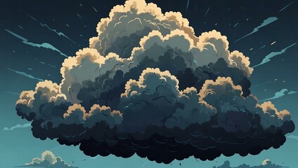 Wall Mural - Cartoon thundercloud.