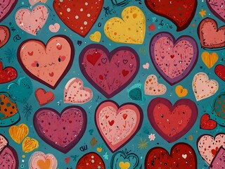 Wall Mural - Cheerful cartoon hearts for love and joy, especially for Valentine’s Day.