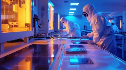 Sticker - Cleanroom Technicians Working in a High-Tech Facility