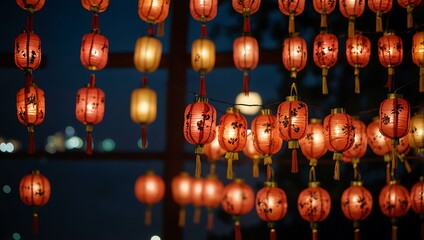 Wall Mural - Chinese lanterns for Mid-Autumn Festival celebrating luck and prosperity in Singapore.