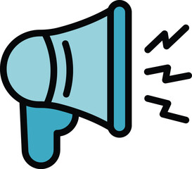 Poster - Blue megaphone making announcement icon, communication concept