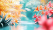 © Siasart Studio - Tropical Paradise: Lush Foliage, Vibrant Flowers, and Tranquil Water