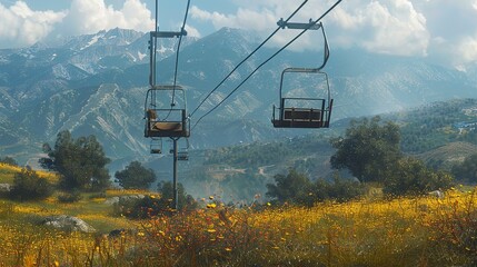 Wall Mural - Stunning View from a Mountaintop Chairlift