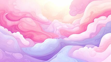 Sticker - Abstract Swirls of Pink, Purple, and White Colors,  Dreamy Sky-Like Design