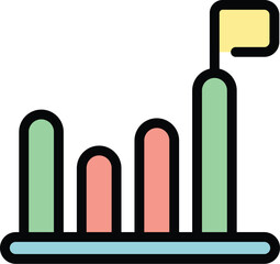 Sticker - Colorful business graph showing positive trend with a flag at the peak